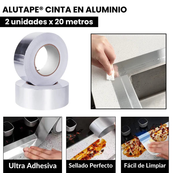 AluTape® Cinta Adhesiva de Aluminio Resistente al Agua x2 Unidades
